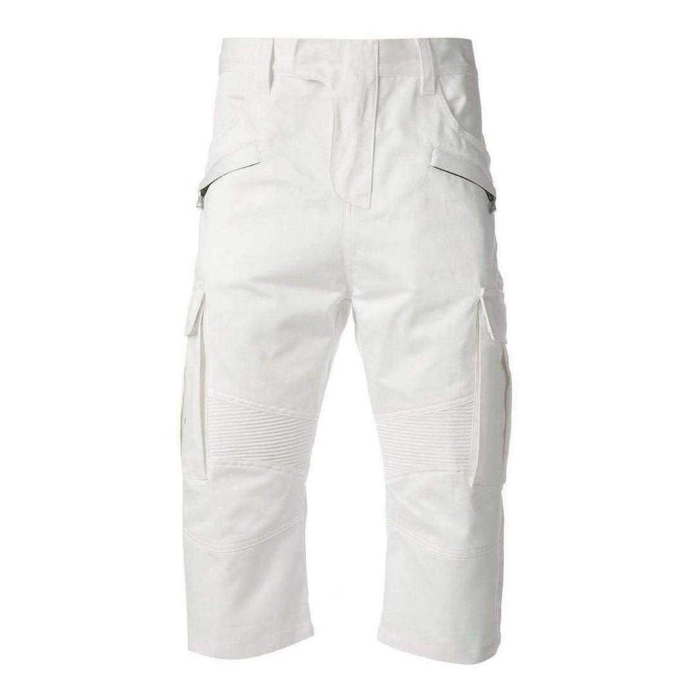 Balmain - White Cotton Cargo Biker Shorts - US 28